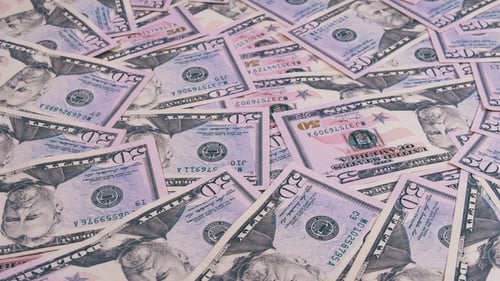 Pile of United States Fifty Dollar Bills