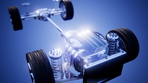 Chasis de coche con motor