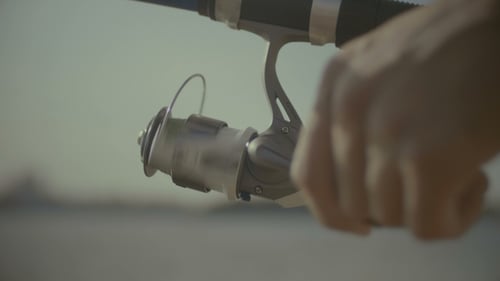 Fishing Reel Hand Operating Fishing Rod Outdoors