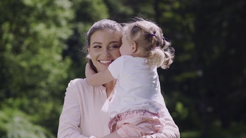 Mom And Child Enjoying Leisure Together At Park