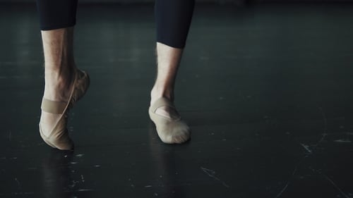 Elegant Ballet Dancer's Footwork in Dance Studio