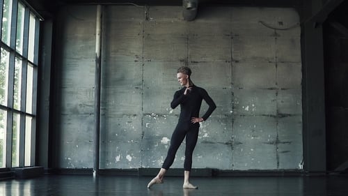 Male Ballet Dancer Posing in Modern Studio