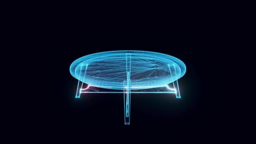 Futuristic Holographic Wireframe Table 3D Model Animation