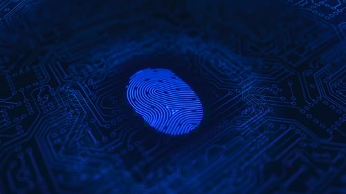 Digital Fingerprint ID Scan on Circuit Board Technology Reveal