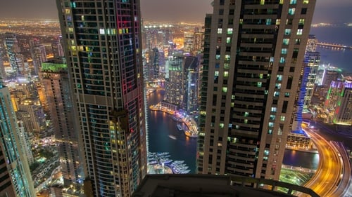 Dubai Marina Night Cityscape