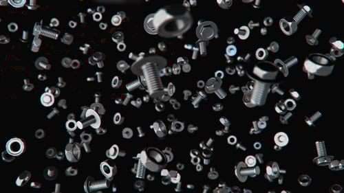Falling Metal Nuts and Bolts Industrial Background Animation