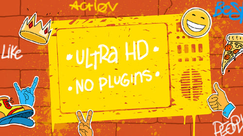 Cartoon Doodle TV Screen Intro with Animated Stickers