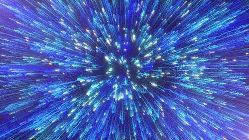 Abstract Blue Particles Bursting Light Trails Energy Background