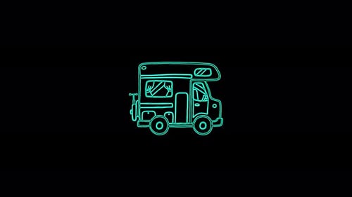 Sketchy Neon Camper Van Drawing Reveal Animation
