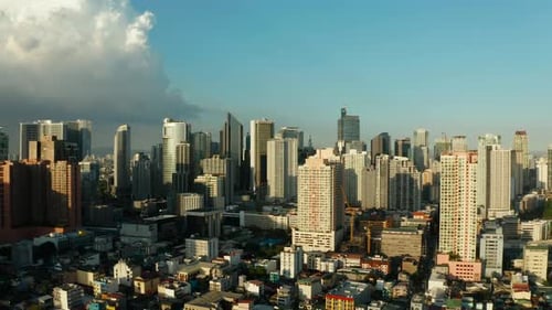 Manila City with Skyscrapers, Philippines Aerial View