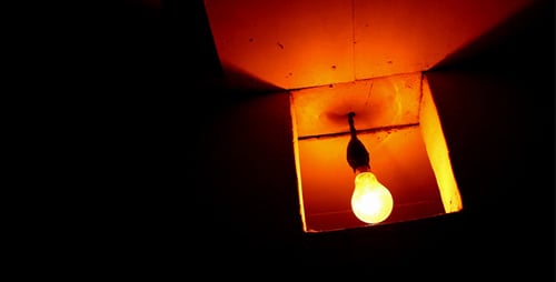 Geometric Structure Illuminated by Hanging Light Bulb