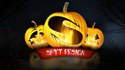 Spooky Halloween Pumpkin Logo Reveal with Fiery Flames