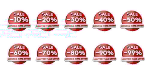 Animated 3D Sale Discount Percentages Badges Collection