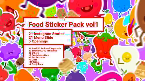 Food Sticker Pack/ Emoji/ Stories/ Restaurant/ Mask/ Snapchat/ App/ IGTV/ Tracking/ AE Face Tools