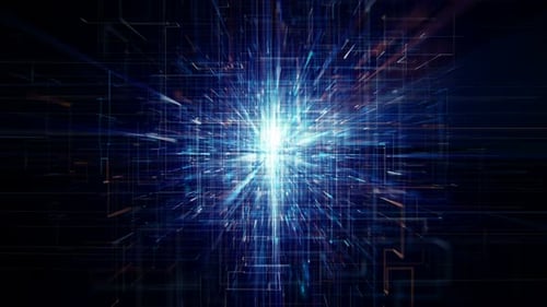 Futuristic Digital Grid Lines Light Tunnel Animation