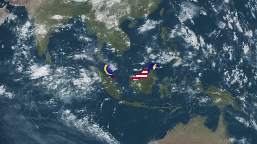 Dynamic Earth Zoom to Malaysia Map with Flag Animation