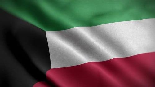 Realistic Waving Flag of Kuwait Loop
