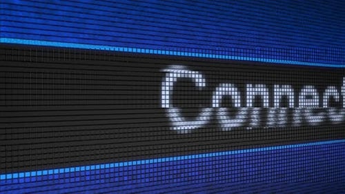 Glitching Pixelated Connecting Text on Digital Screen