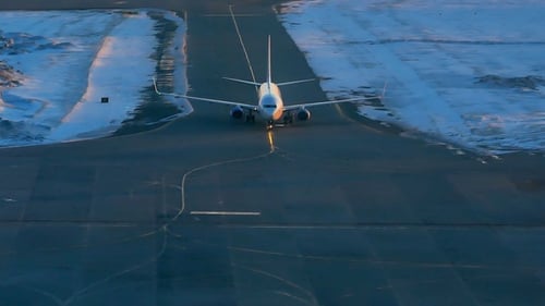 Plane Is Moving On The Taxiway