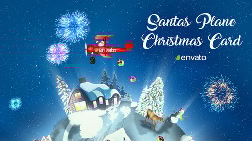 Santas Plane Christmas Card | After Effects Template