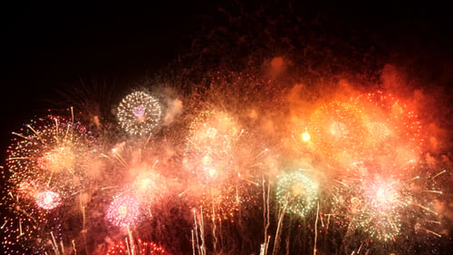 Brilliant Fireworks Exploding in the Night