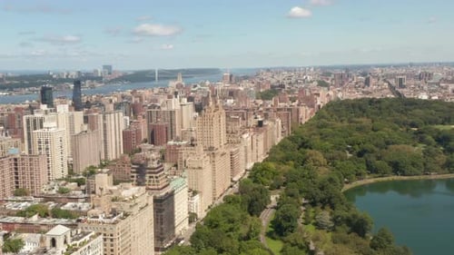 Beautiful New York City Buildings with Central Park at Sunny Summer Day