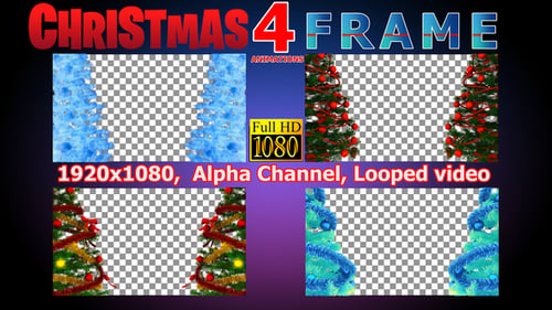 Four Christmas Tree Frame Animations for Holiday Video Overlays