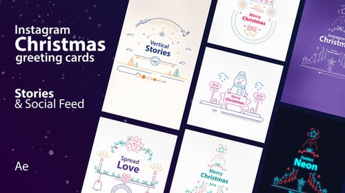 Animated Christmas and New Year Greetings with Modern Line Art Design