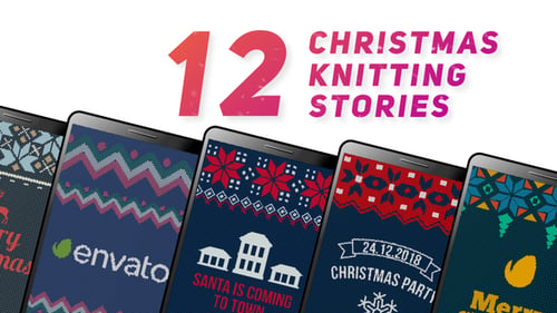 Festive Knitted Social Media Christmas Stories Template