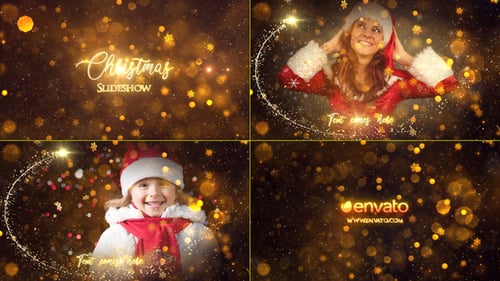 Elegant Christmas Photo Slideshow with Golden Particles