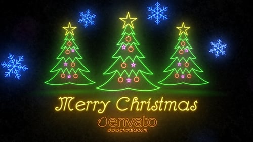 Vibrant Neon Christmas Greetings Animation