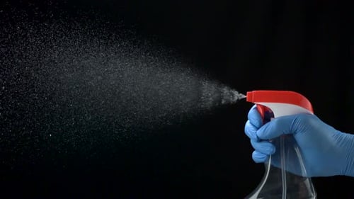 Using spraying bottle and cleaning, Slow Motion
