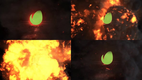 Exploding Logo Reveal, Logo Stings ft. fire explosion & burning - Envato
