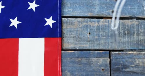 American Flag and Military Dog Tag