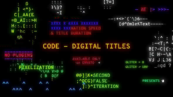 Code - Digital Titles, Titles ft. cyberpunk text & digital title - Envato