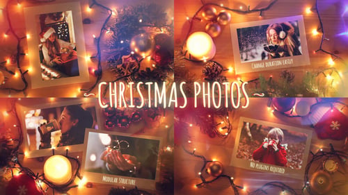 Festive Christmas Photo Slideshow with Warm Lights and Holiday Decorations