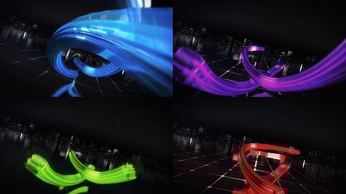 Glowing Digital Ribbons Corporate Logo Reveal