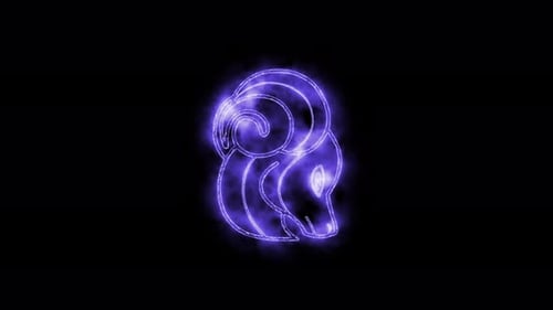 Glowing Neon Aries Zodiac Sign Animation