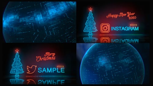 Frohes neues Jahr und frohe Weihnachten | Digitales Neon-Logo enthüllt | 2 Modi