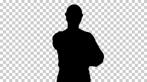 Silhouette worker in hardhat, Alpha Channel