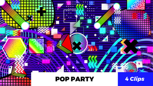 Vibrant Retro Geometric Abstract Shape Pattern Background Loop