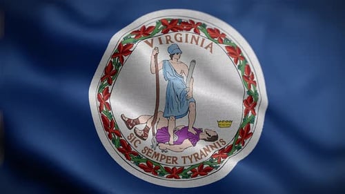 Waving Virginia State Flag with Official Seal