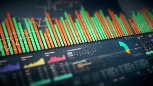 Animated Digital Dashboard with Financial Business Data and Charts