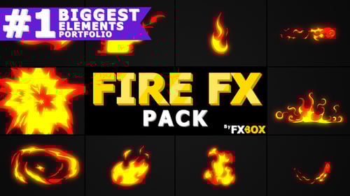 Hand-Drawn 2D Fire Elements Pack: Explosions, Swipes, and Flame Overlays