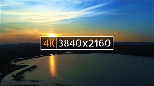 Aerial View of Serene Lake at Sunset