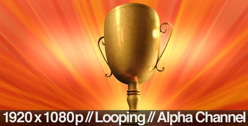Gold Trophy Spinning Loop + Alpha Channel
