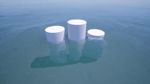 Empty 3d Mockup Podium Scene in the Sea Water Stylish Minimalistic Design Footage