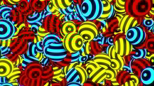 Abstract Glowing Striped Spheres Seamlessly Looping Background