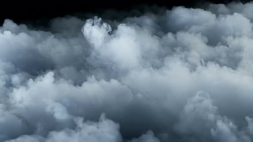 Billowing Gray Smoke on Black Abstract Background