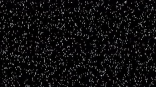 Black abstract background with flying small numbers changing their values